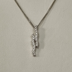 CADENA Y DIJE ORO BLANCO CON DIJE DIAMANTES K2261 - comprar online