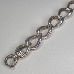 IMPORTANTE PULSERA ANCHA PLATA ESTILO GROUMET INFLADO K2043 - comprar online