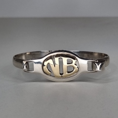PULSERA INICIALES PLATA Y ORO 18 tipo esclava k2910 - comprar online