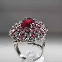 ANILLO PLATA ITALIANA CON RUBIES Y CUBICS plata 7562 - comprar online