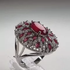ANILLO PLATA ITALIANA CON RUBIES Y CUBICS plata 7562