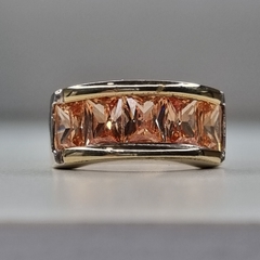 ANILLO PLATA Y ORO CON TOPACIOS CHAMPAGNE BAGUETTE COD K3001 en internet