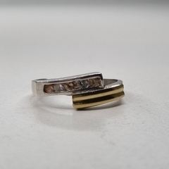 ANILLO DOBLE COMBINADO PLATA Y ORO CON TOPACIOS CHAMPAGNE 3003 en internet
