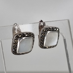 AROS ESTILO ANTIGUO EN PLATA NACAR Y MARQUESITAS COD 3009