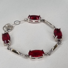 PULSERA COLOMBIA PLATA ORO 18K Y RUBIES NATURALES 3217