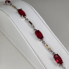 PULSERA COLOMBIA PLATA ORO 18K Y RUBIES NATURALES 3217 en internet