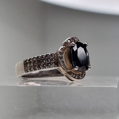 ANILLO ONIX TALLA OVAL CON CUBICS PLATA COD 3229 - comprar online