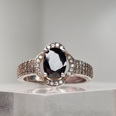 ANILLO ONIX TALLA OVAL CON CUBICS PLATA COD 3229 - tienda online