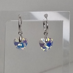 AROS PLATA Y CORAZON SWAROVSKI AURORA BOREAL 3232 - comprar online