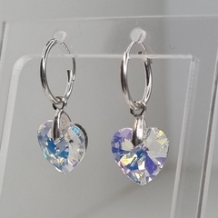 AROS PLATA Y CORAZON SWAROVSKI AURORA BOREAL 3232