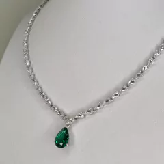 COLLAR PLATA CUBICS Y ESMERALDA GOTA 3331 - comprar online