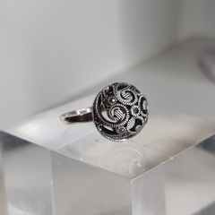 ANILLO BOMBON CALADO CON MARCASITAS PLATA 3417 en internet