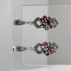 AROS DE PLATA TAILANDESES CON RAIZ DE RUBI Y MARQUESITAS 3616 en internet