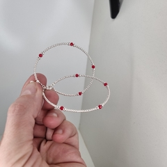 PULSERA DE PLATA Y CRISTALES COLORADOS ROJOS 3377 - comprar online