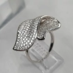 ANILLO HOJA PAVEE ITALIANO RODINADO 3423 - comprar online