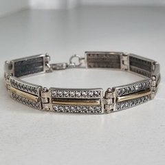 PULSERA COLOMBIA PLATA Y ORO 18 SEMIRIGIDA 3801 - comprar online