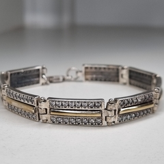 PULSERA COLOMBIA PLATA Y ORO 18 SEMIRIGIDA 3801
