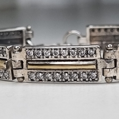 PULSERA COLOMBIA PLATA Y ORO 18 SEMIRIGIDA 3801 en internet
