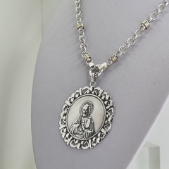 IMPORTANTE MEDALLON ANTIGUO CORAZON DE JESUS 3935