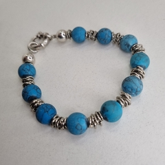 PULSERA BOLITAS DE PLATA Y TURQUESAS COD 3977 - comprar online