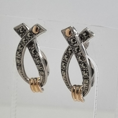 AROS CON CLIP PLATO Y ORO CON MARQUESITAS 4401
