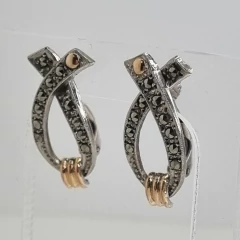 AROS CON CLIP PLATO Y ORO CON MARQUESITAS 4401