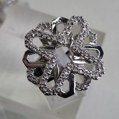 ANILLO PLATA CON PAVEE DE CUBICS FLOR J963 - comprar online