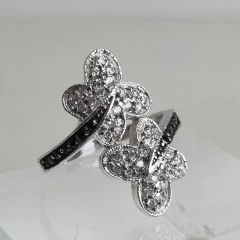 ANILLO PLATA ITALIA DOBLE MARIPOSA CON CUBICS J785