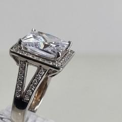 ANILLO PLATA Y GRAN CUBIC CENTRAL CARRE 4703 - comprar online