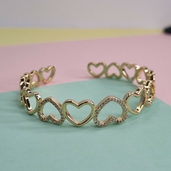 PULSERA ESCLAVA CORAZONES ACERO DORADO ITALIA 4944 - comprar online