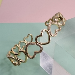 PULSERA ESCLAVA CORAZONES ACERO DORADO ITALIA 4944