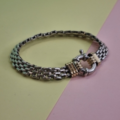 PULSERA PLATA Y ORO MODELO PANTHER 5 FILAS COD 5225