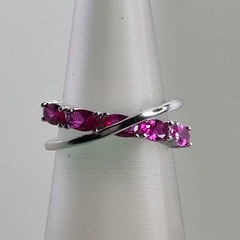 ANILLO PLATA Y RUBIES CRUZADO DE AUTOR 5581