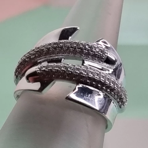 ANILLO DE PLATA DE AUTOR CON PAVEE CUBICS K5078