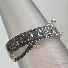 ANILLO PLATA Y CUBICS 1/2 SIN FIN CRUZADO ITALIA K5079 - comprar online