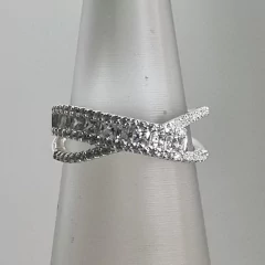 ANILLO PLATA Y CUBICS 1/2 SIN FIN CRUZADO ITALIA K5079