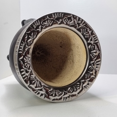 MATE IMPERIAL DE CUERO NEGRO CALABAZA CON VIROLA ALPACA 5722 - comprar online