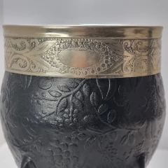 MATE IMPERIAL CUERO LABRADO NEGRO CON VIROLA ALPACA COD 5842 - comprar online