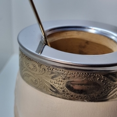 MATE IMPERIAL CUERO BLANCO CON VIROLA DE ALPACA COD 5723 en internet