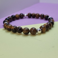 PULSERA DE ACERO QUIRURGICO Y OJO DE TIGRE unisex 5973