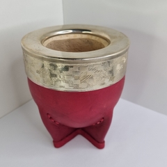 MATE IMPERIAL DE CUERO, CALABAZA Y ALPACA CINCELADA 5923 - comprar online