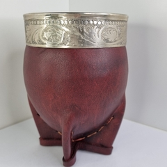 MATE IMPERIAL CUERO MARRÓN ALPACA CINCELADA 5721