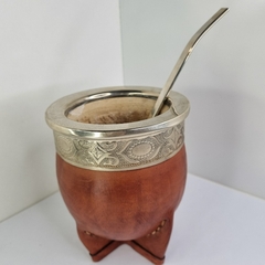MATE IMPERIAL CALABAZA, GRANDE DE CUERO Y ALPACA 5922 - comprar online