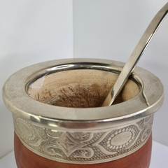 MATE IMPERIAL CALABAZA, GRANDE DE CUERO Y ALPACA 5922 en internet