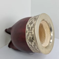 MATE IMPERIAL CALABAZA DE CUERO Y ALPACA CINCELADA 5725 - comprar online