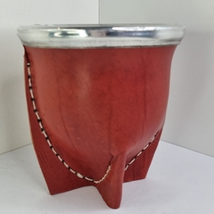 MATE CALABAZA CAMIONERO DE CUERO, VIROLA DE ALUMINIO 1503