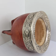 MATE IMPERIAL GRANDE DE CUERO MARRON SUELA CON VIROLA ALPACA COD5921 en internet