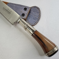 CUCHILLO DE ACERO, ASTA Y ALPACA LABRADA HOJA DE 16CM cod: 6102 - comprar online