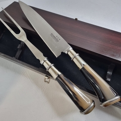 SET DE ASADO TENEDOR Y CUCHILLO CON ESTUCHE, ALPACA Y HOJA DE ACERO 18CM cod: TA300 - comprar online