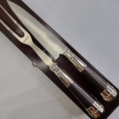 SET DE ASADO TENEDOR Y CUCHILLO CON ESTUCHE, ALPACA Y HOJA DE ACERO 18CM cod: TA300A